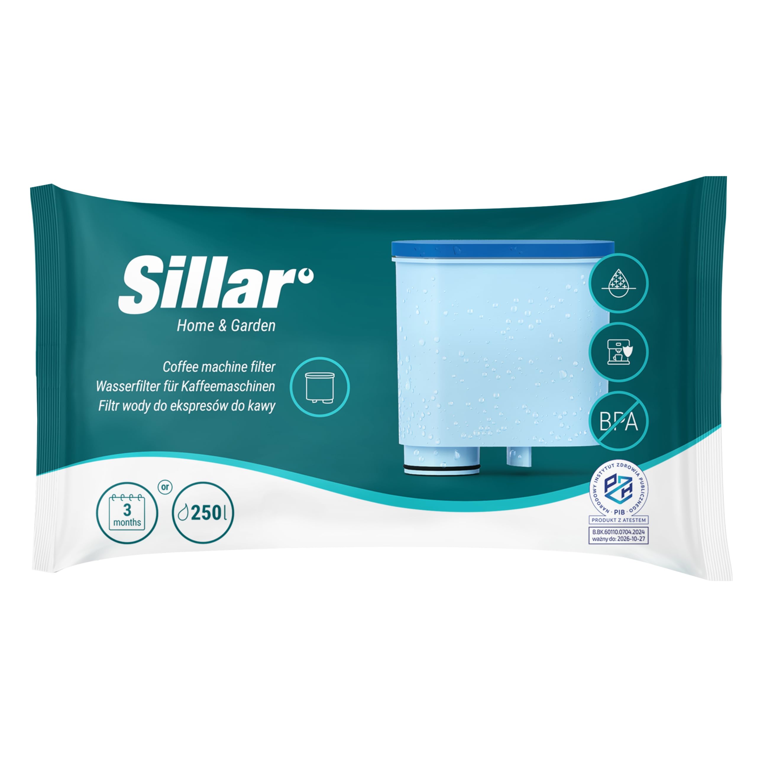 Sillar 8 filtri per l'acqua CLEANI per macchine da caffè Saeco e Philips | compatibili con Philips AquaClean CA6903/10 CA6903/22 filtro antialcare, cartuccia filtrante per macchina da caffè Saeco