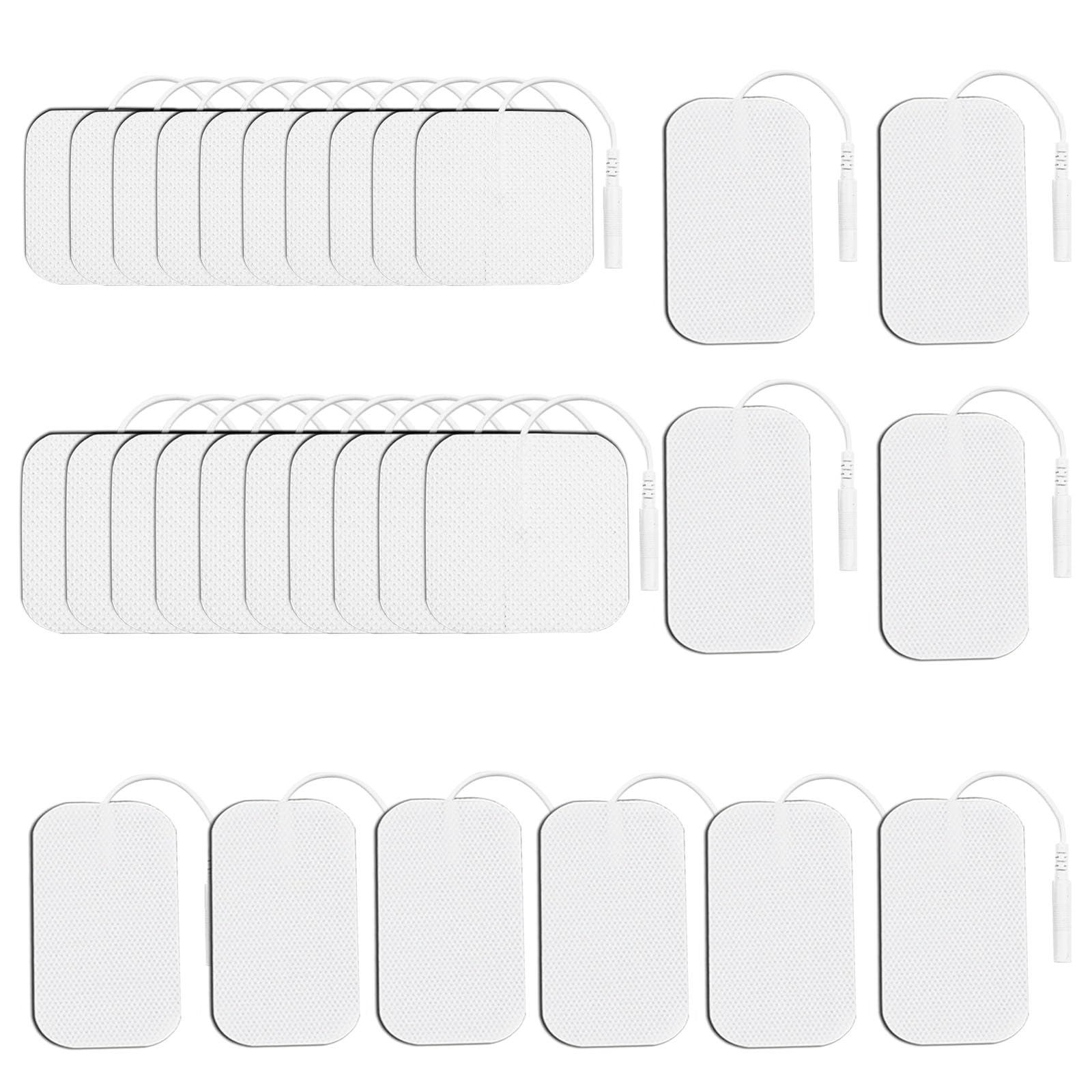 30 Piezas Electrodos Autoadhesivos, Parches Electroestimulador 3 Tamaños 4 x 4 cm/4 x 6 cm/5 x 5 cm, Electrodos Reutilizables Compatibles con Dispositivos TENS EMS