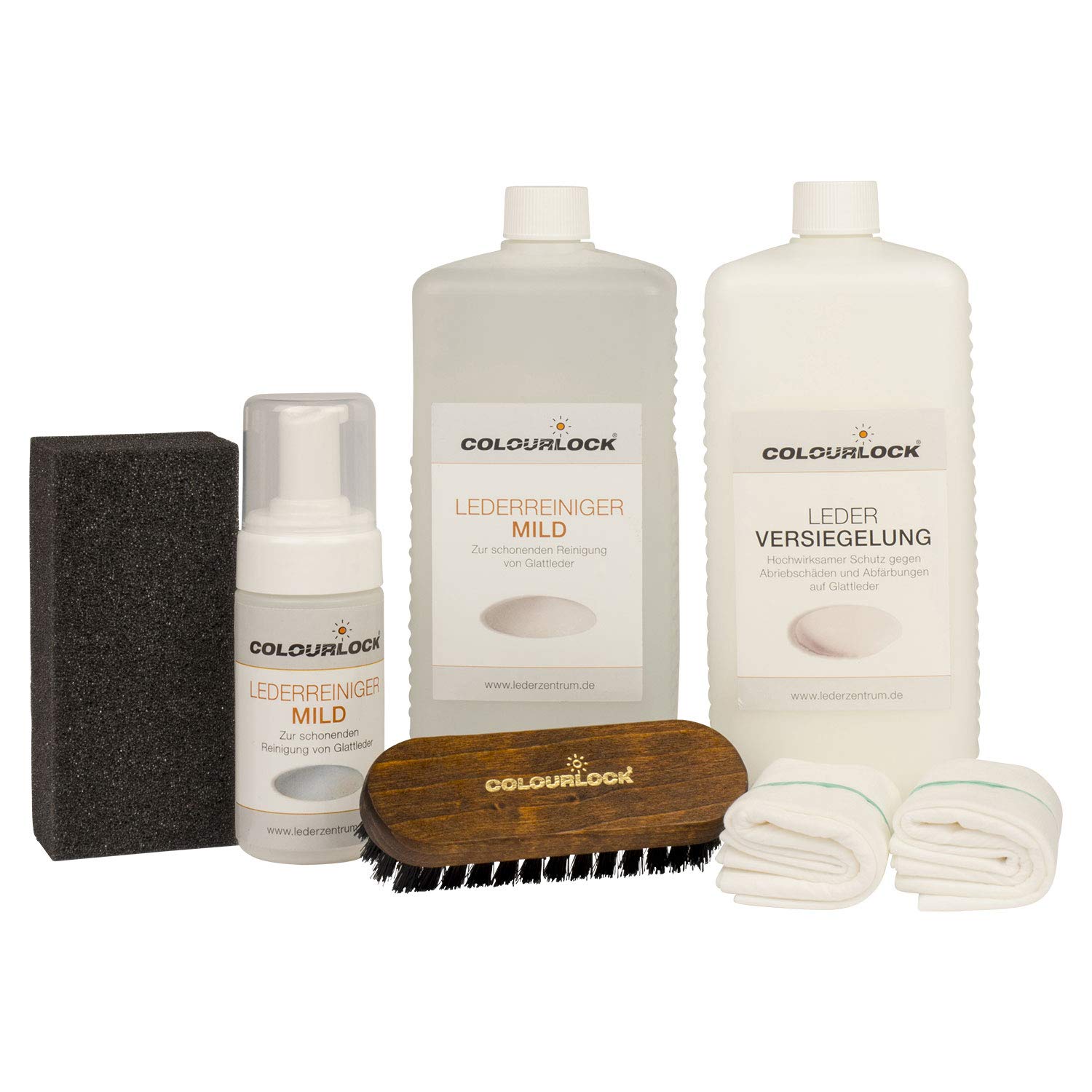 COLOURLOCK Neuleder Pflegeset Mild mit Leder Versiegelung 1l und Lederreiniger Mild 1l