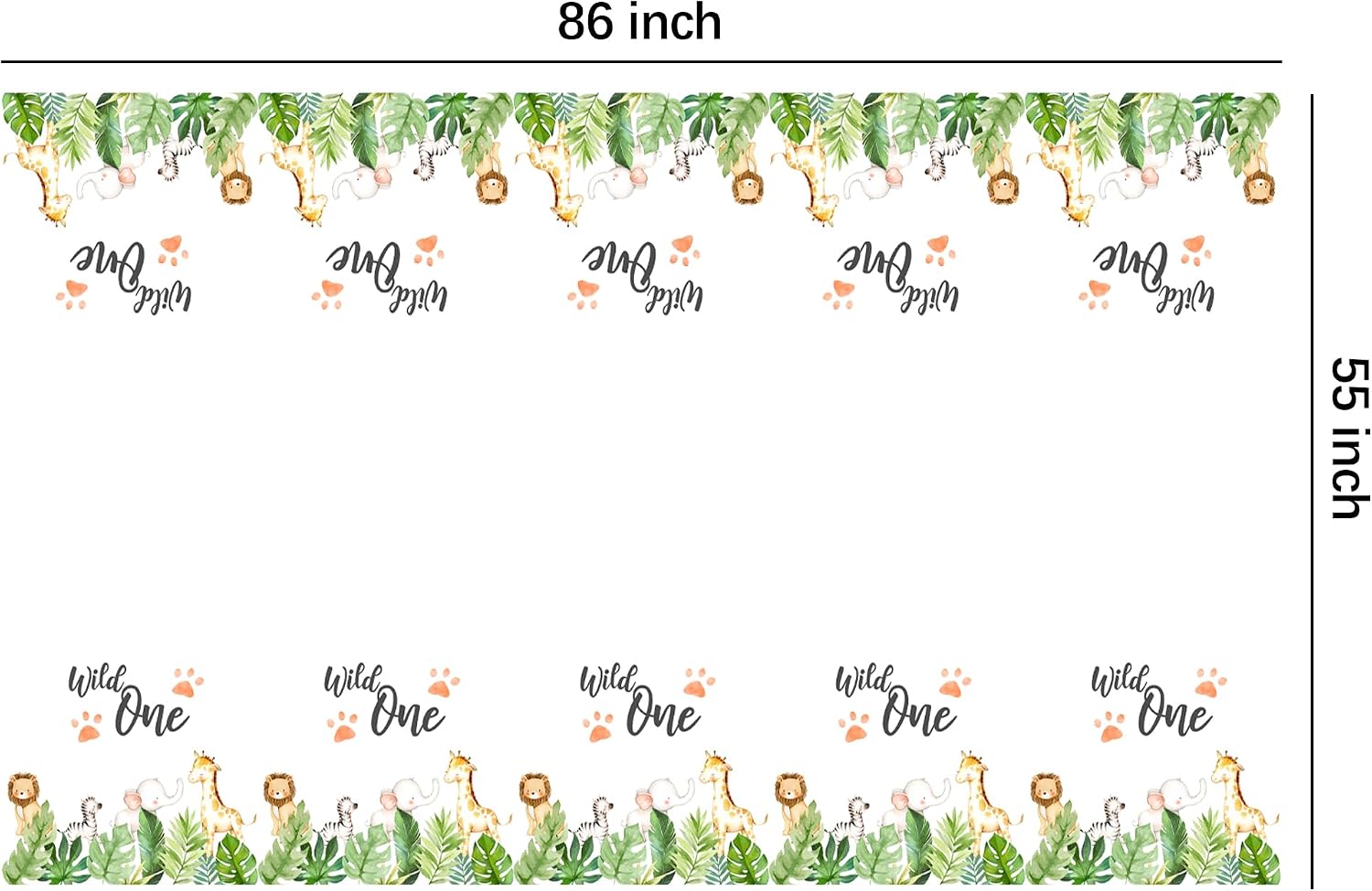Wild One Birthday Decorations Tablecloth, 3pcs Disposable Jungle Animal Safari First Birthday Party Supplies Tablecover for Boy Girl, 86in x 55in