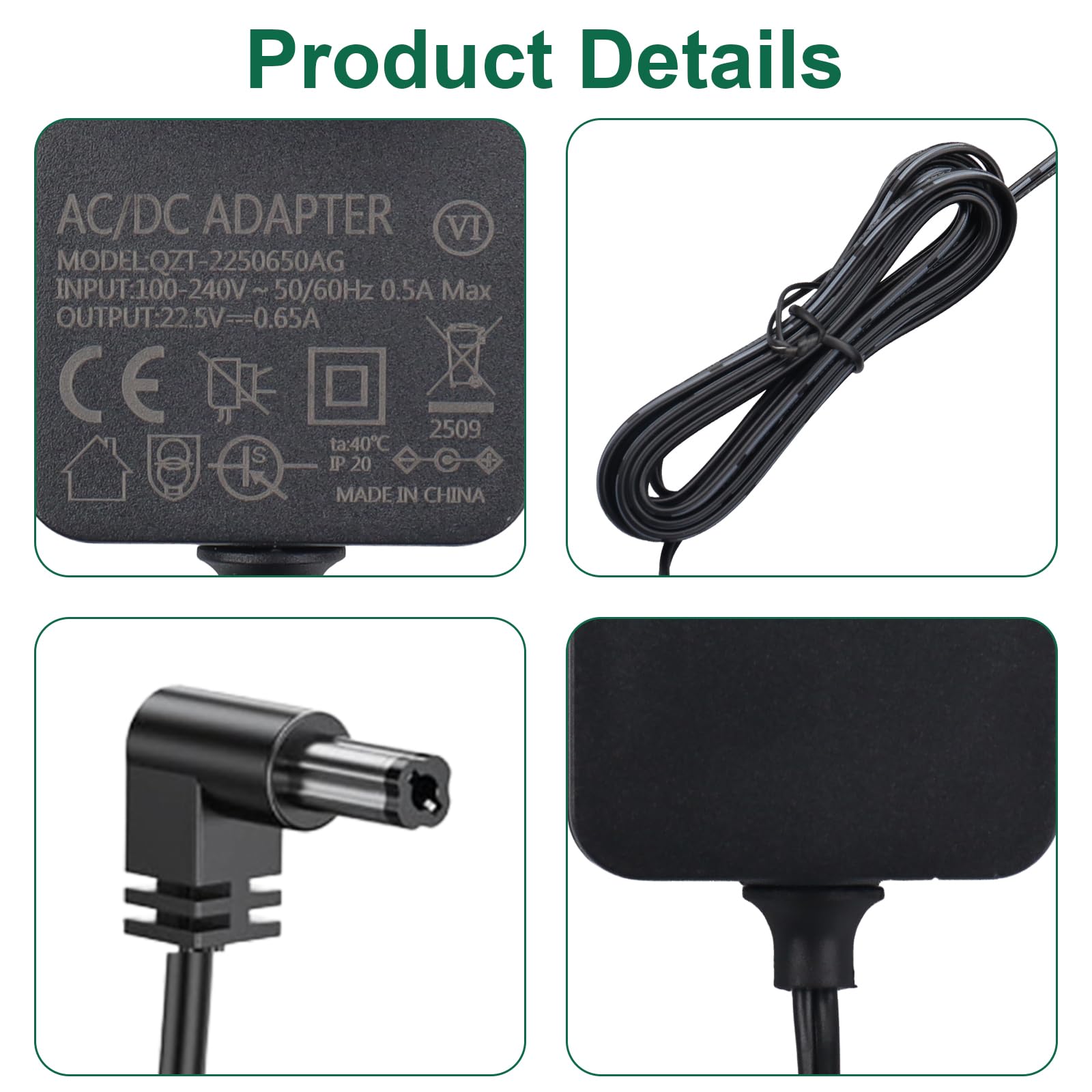 22.5V 0.65A Charger Compatible avec Stihl FSA 45 Débroussailleuses, HSA 45 Taille-haie, BGA 45 Souffleurs à Feuilles, Câble de Charge de Remplacement LK45 14.6W