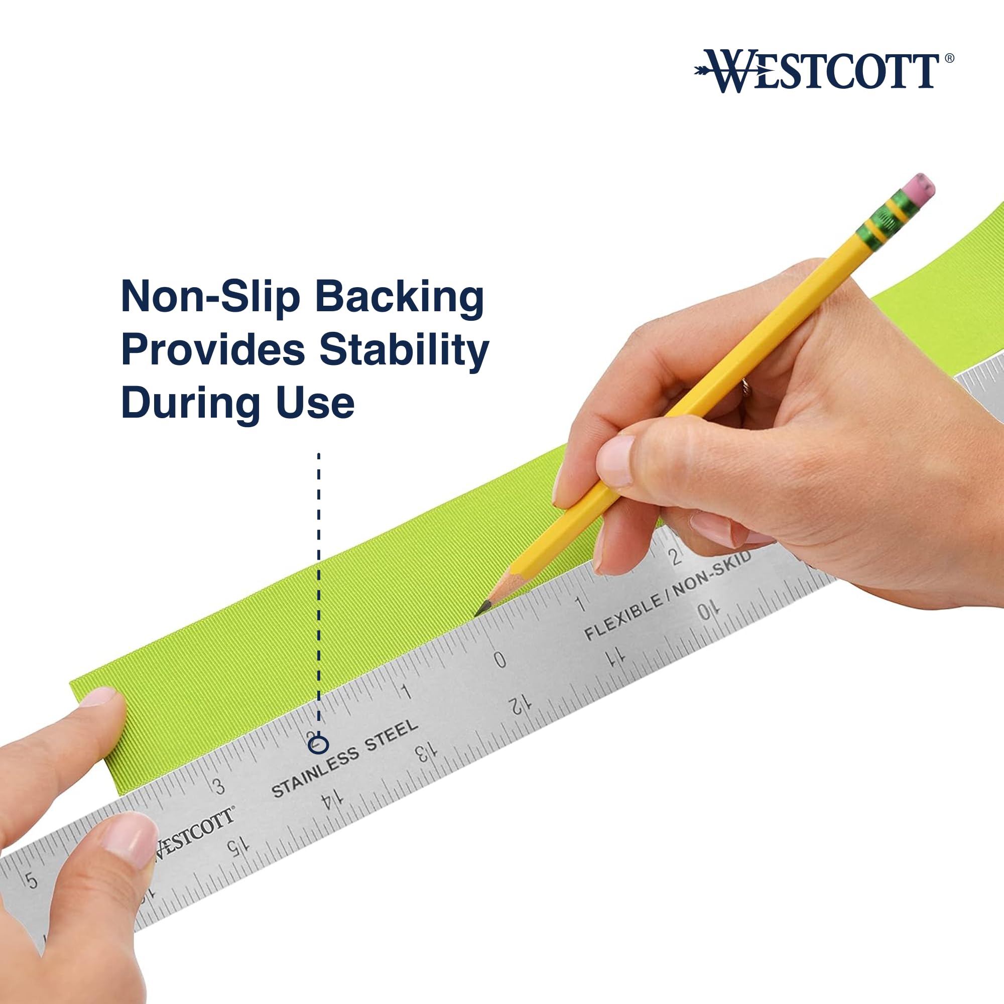 Westcott ZC-24 Zero Center Stainless Steel Metal Ruler with Non