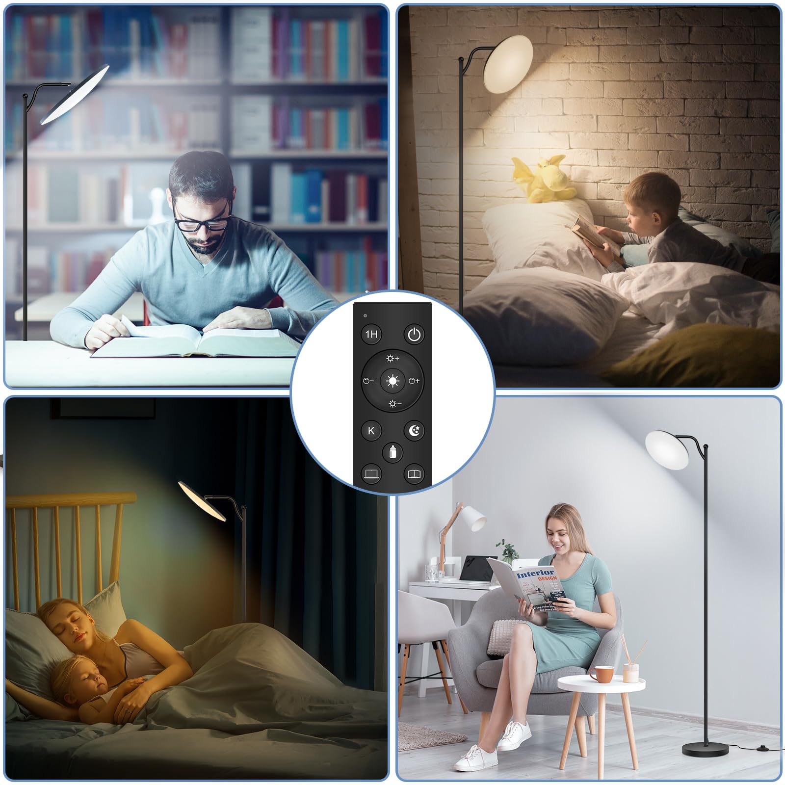 Oraymin Stehlampe Wohnzimmer 32W, Deckenfluter Stehleuchte Dimmbar mit Fernbedienung, 2700K-6500K Stehlampen LED Dimmbar Hohe Stehleuchte, Drehbare Stehlampe für Wohnzimmer Schlafzimmer Büro
