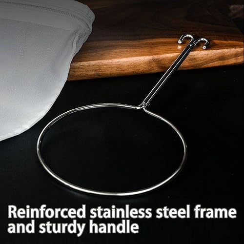 Miniatura 7 de Paños de queso para colar con asa, 3 coladores de malla extra fina reutilizables, 2 bolsas de leche de nueces de algodón y 1 bolsa de filtro de