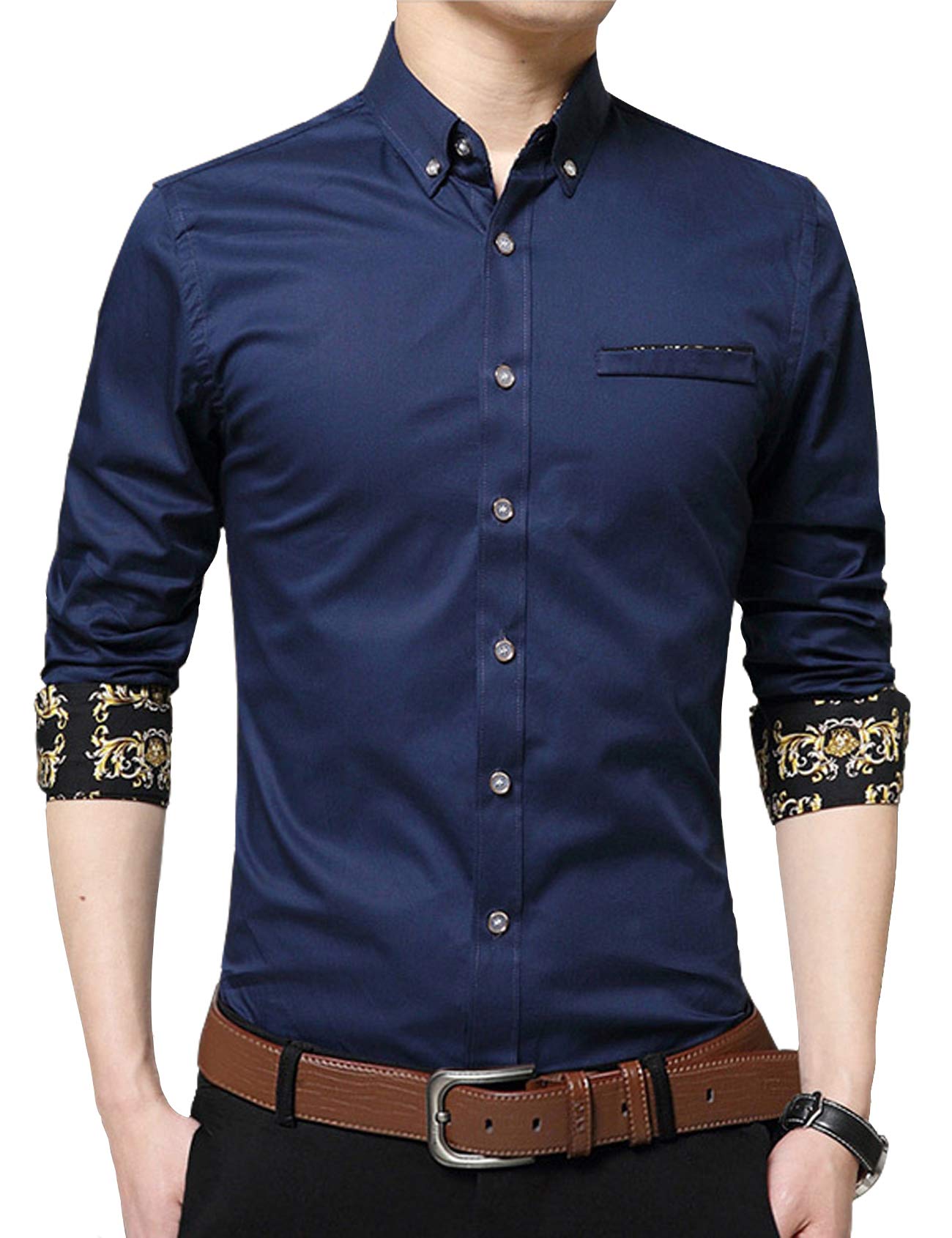 Men's Colorblocked Slim Fit Dress Shirt
