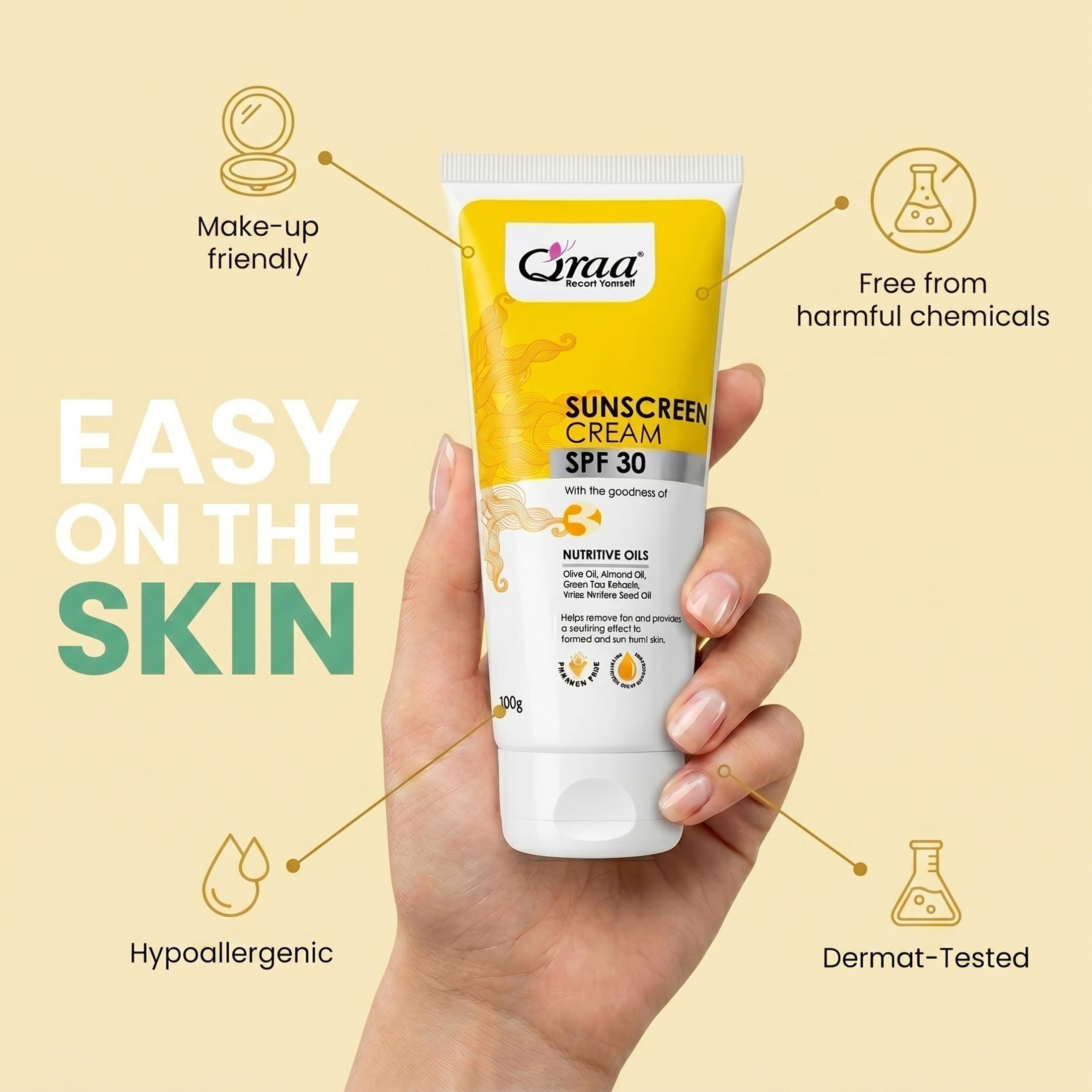 Qraa Sunscreen - SPF 30 PA++++ Sunscreen Cream SPF 30|Helps Remove Tan|Helps in Sun Burn| Pack of 3 (300gm, 3)