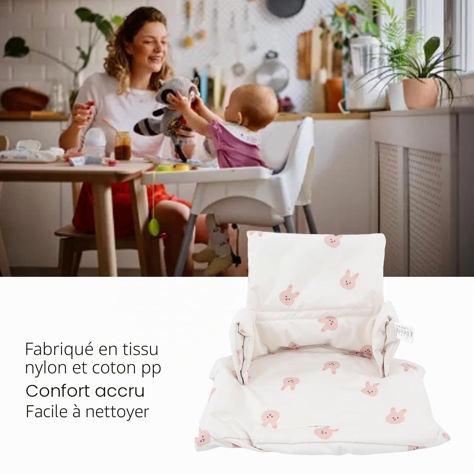 Coussin de Chaise Haute, Facile à Installer, Entièrement Essuyable, Coussin de Siège pour Chaise Haute pour Garder bébé à L'aise Pendant les Repas, Coussin de Soutien de Chaise (Tapez B)