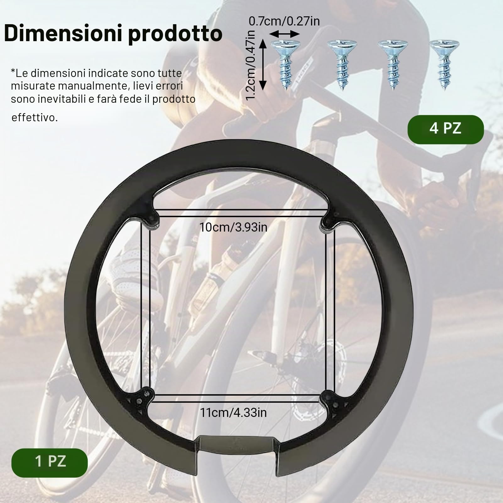 Copriruota Catena Bicicletta, Compatibile con Catene 42 e 44 Denti, Paracatena per Mountain Bike, Anello paracatena Universale a 4 Fori, Protezione Pignone con 4 Viti (Nero)