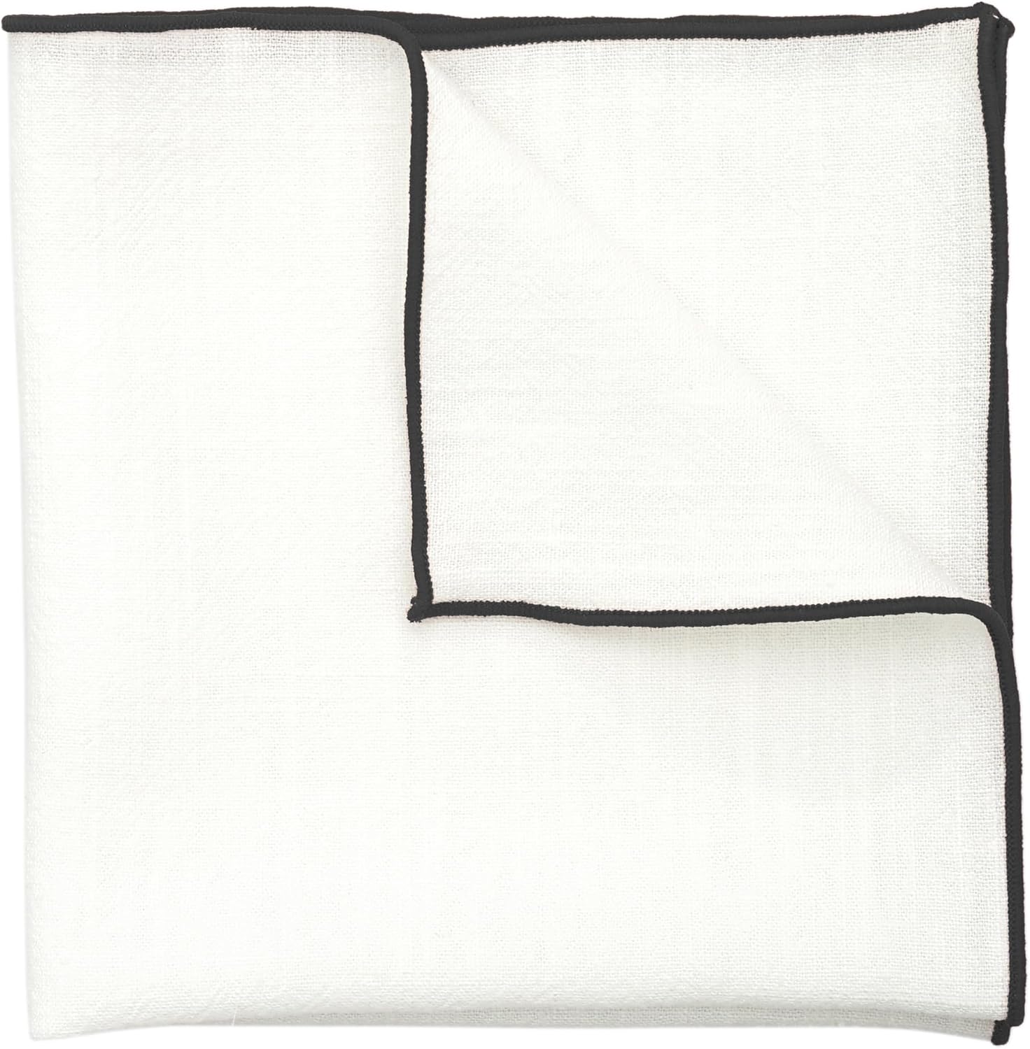 BELLUNO Ivory Color Pocket Square with Colored Trim Embroidered - Image 2