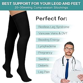 Totexil 2 Pairs Compression Stockings for Women & Men,20-30mmHg Thigh High Compression Socks,Closed Toe Medical Compression Socks with Silicone Dot Band-Best Support for Nursing Sports Varicose Veins