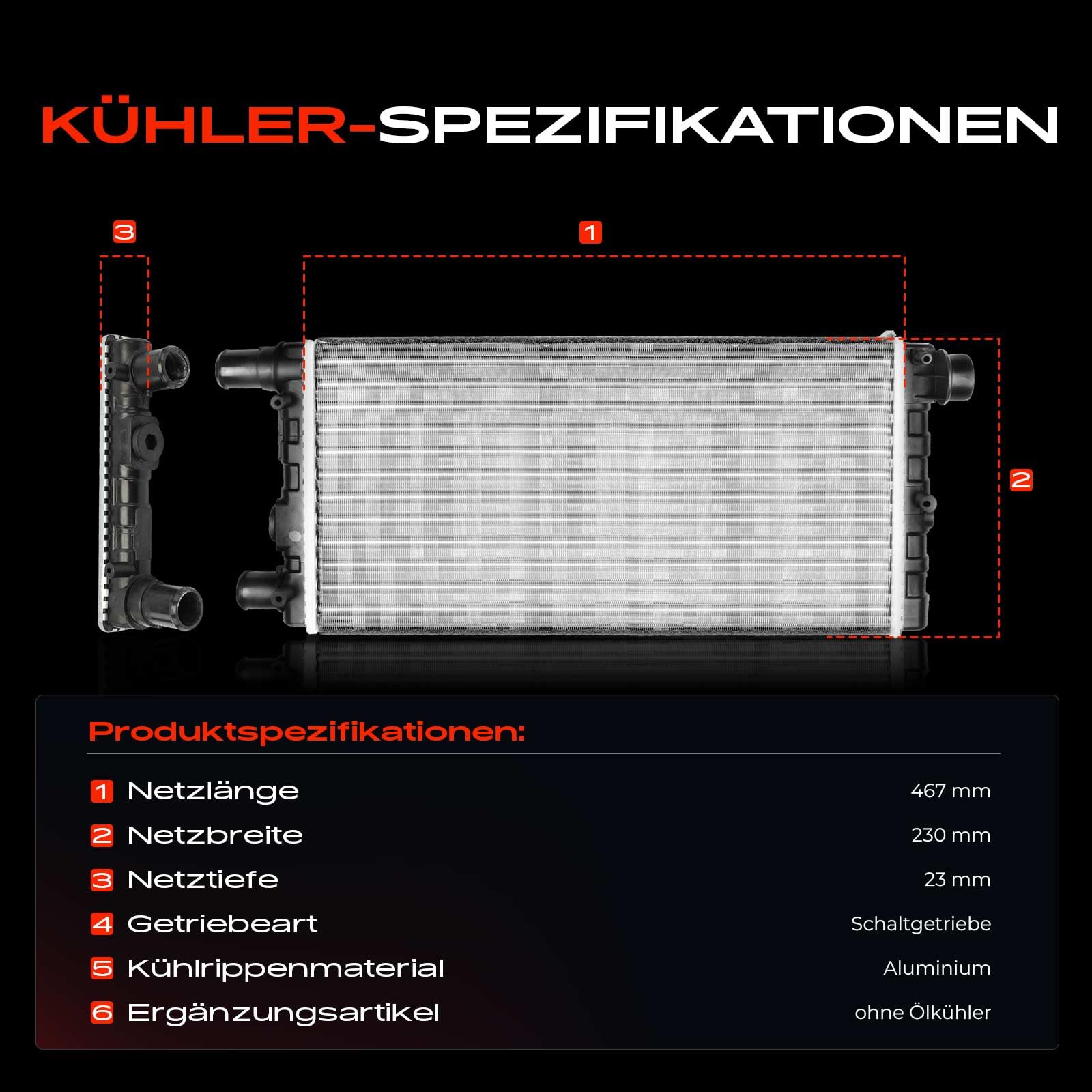 Frankberg Radiador enfriador de agua enfriador de motor transmisión | Compatible con: Cinquecento 170, Seicento/600 187, Seicento/600 Van 187, Seicento/600 187_