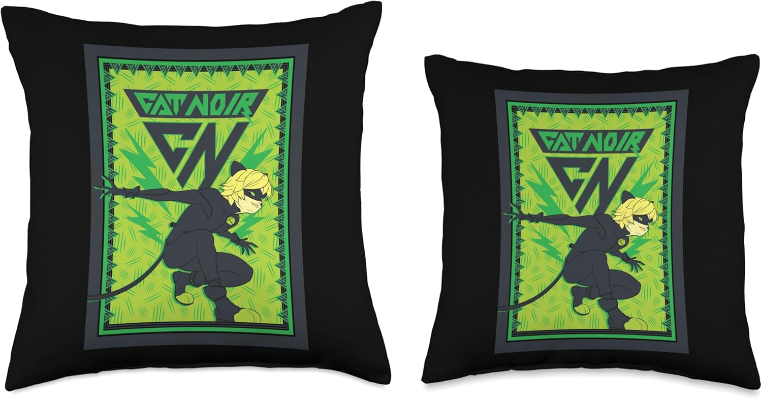 Miraculous Ladybug Glam Rock Cat Noir Throw Pillow