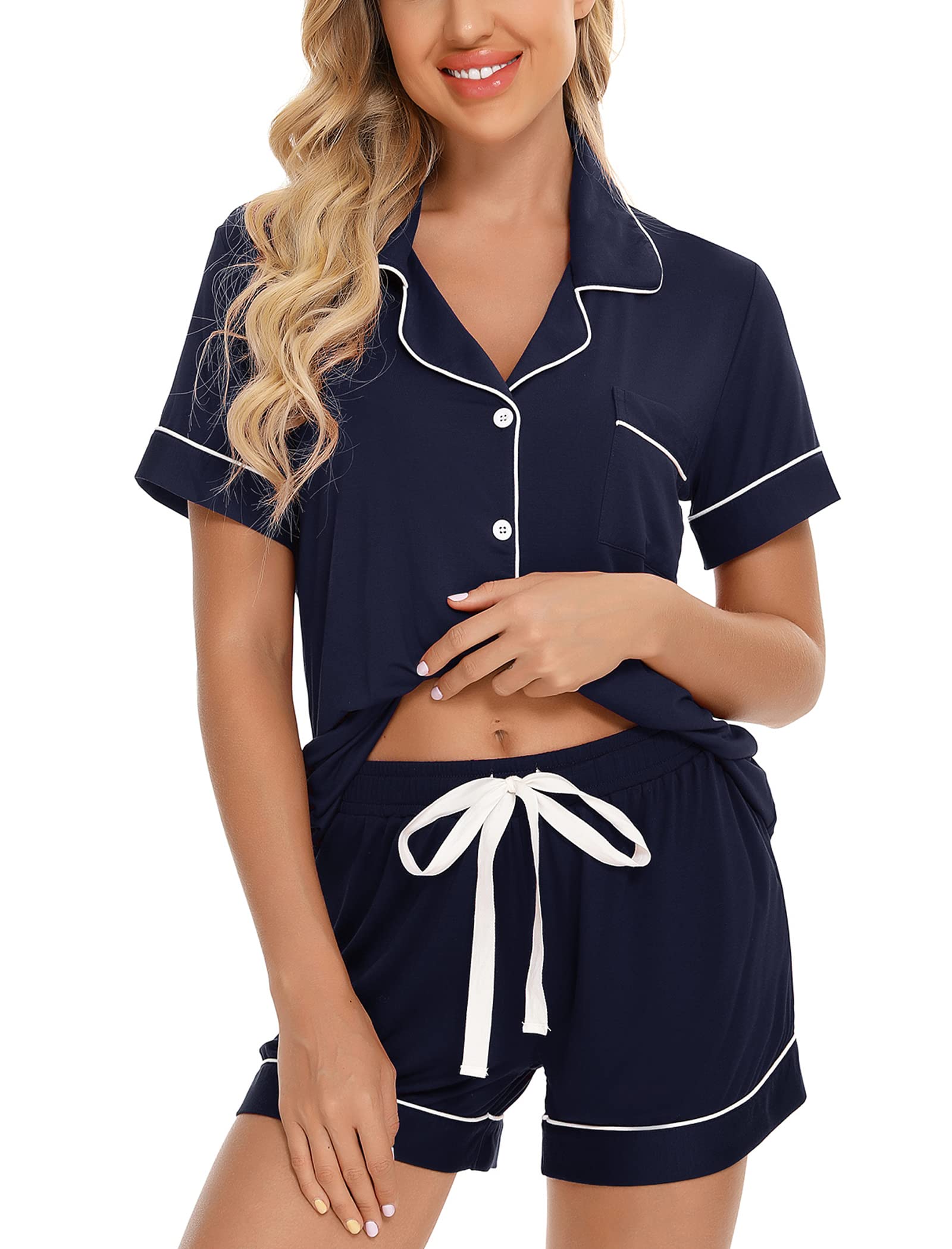 Leikar Womens Button Down Pajama Sets Bride Pajamas Sets Sleepwear