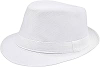 Suettpy Classic Short Brim Fedora Hat for Men Women - Breathable Panama Summer Beach Straw Hat