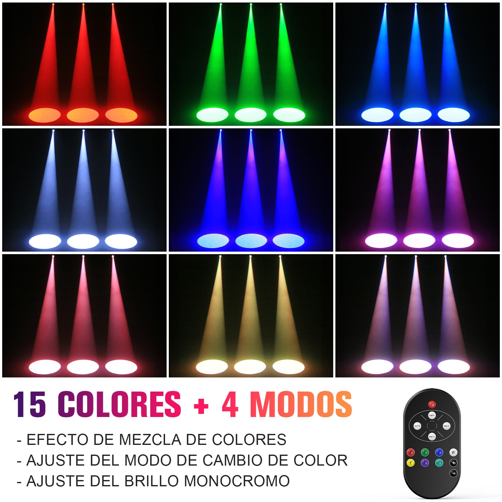 LED Pin Spot Luce 30W RVBW Beam LED Proiettore 4 modalità con Telecomando Spotlight Luce da palcoscenico per Sfera a specchio Feste Bars Matrimoni
