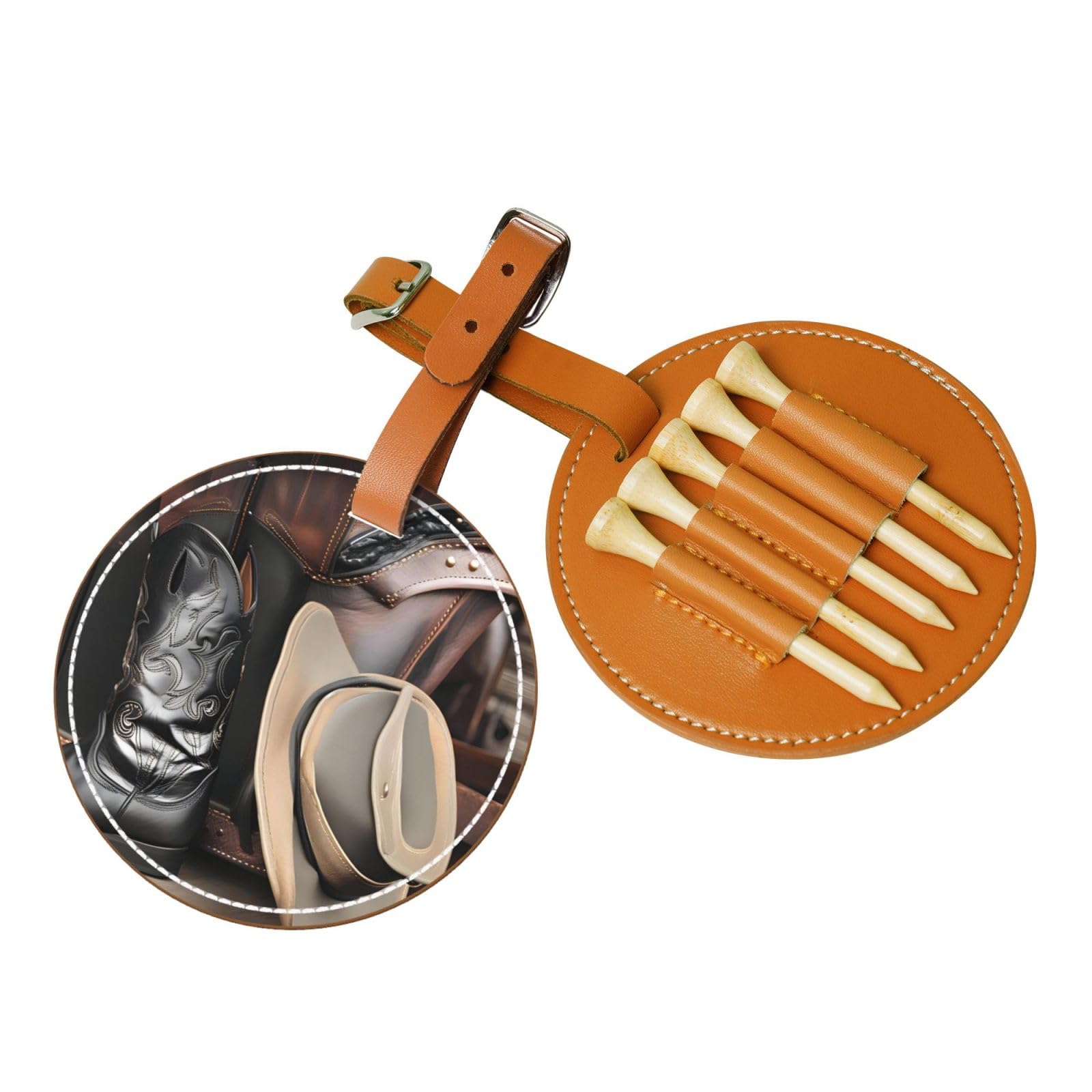 WXXWXD Cowboy Black Hat Western Boots Printed Golf Tee Storage Bag - Portable Storage, Easily Organize Tees