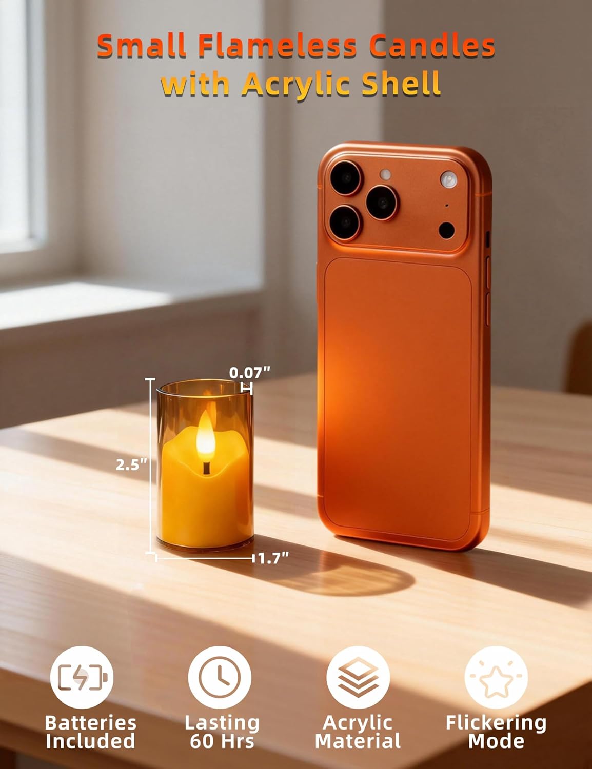 Rechargeable Tea Lights with Remote, 2-8H Timer, USB-C to Charge 3 Candles, 6-Pack Amber LED Flameless Candles for Home Decor, Wedding, Dinner, Holiday, Party, Gathering, Church & Memorial