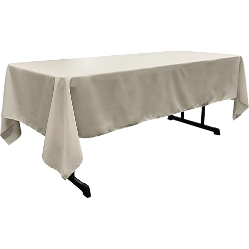 LA Linen Polyester Poplin Rectangular Tablecloth, 60 in x 108 in, Light Gray
