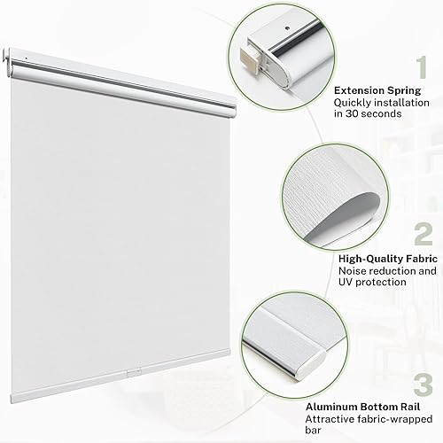 Miniatura 4 de MiLin Persianas enrollables sin cordones, sin herramientas, 100 % opacas, con aislamiento térmico, reduce el ruido, privacidad para ventana, hogar y