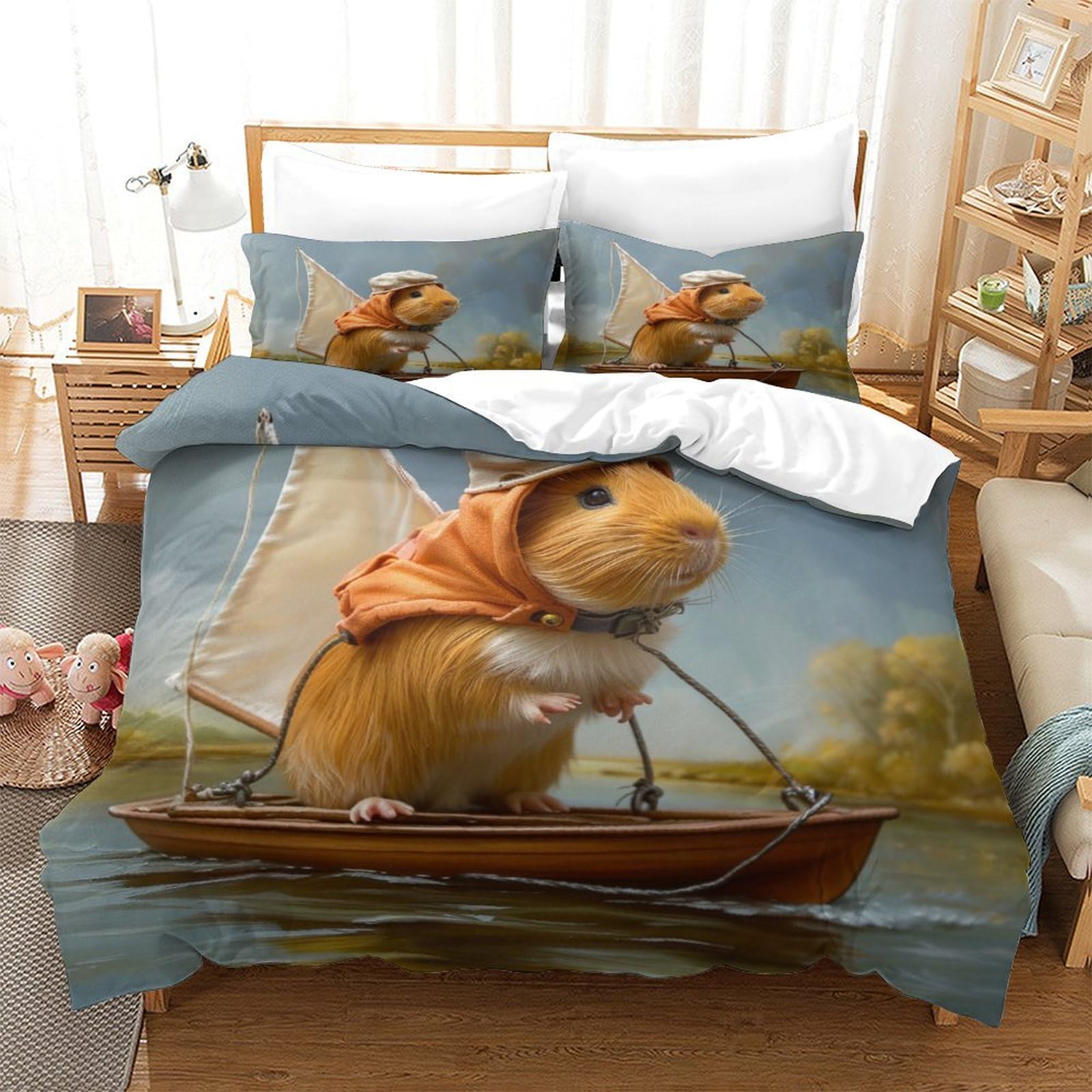 Housse de couette cochon d'Inde 140x200 idéale pour décorer une chambre d'enfant