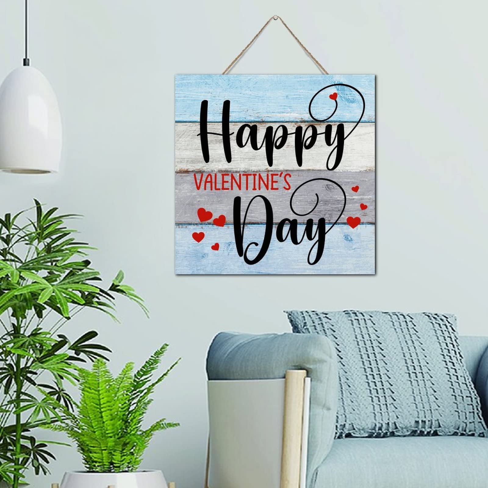 Letrero de madera decorativo con acabado artesanal Happy Valentine's Day para el hogar