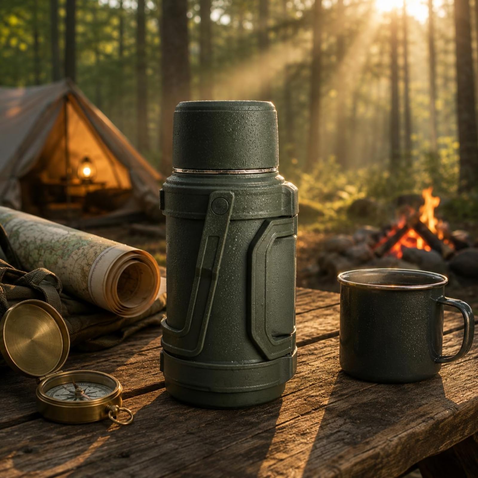 Milageto Borraccia Termica Maniglia Laterale Coperchio Nero Borraccia Termica Acciaio Inox Mantiene Caldo e Freddo Contenitore Isolato, Acciaio Inossidabile, 2 L