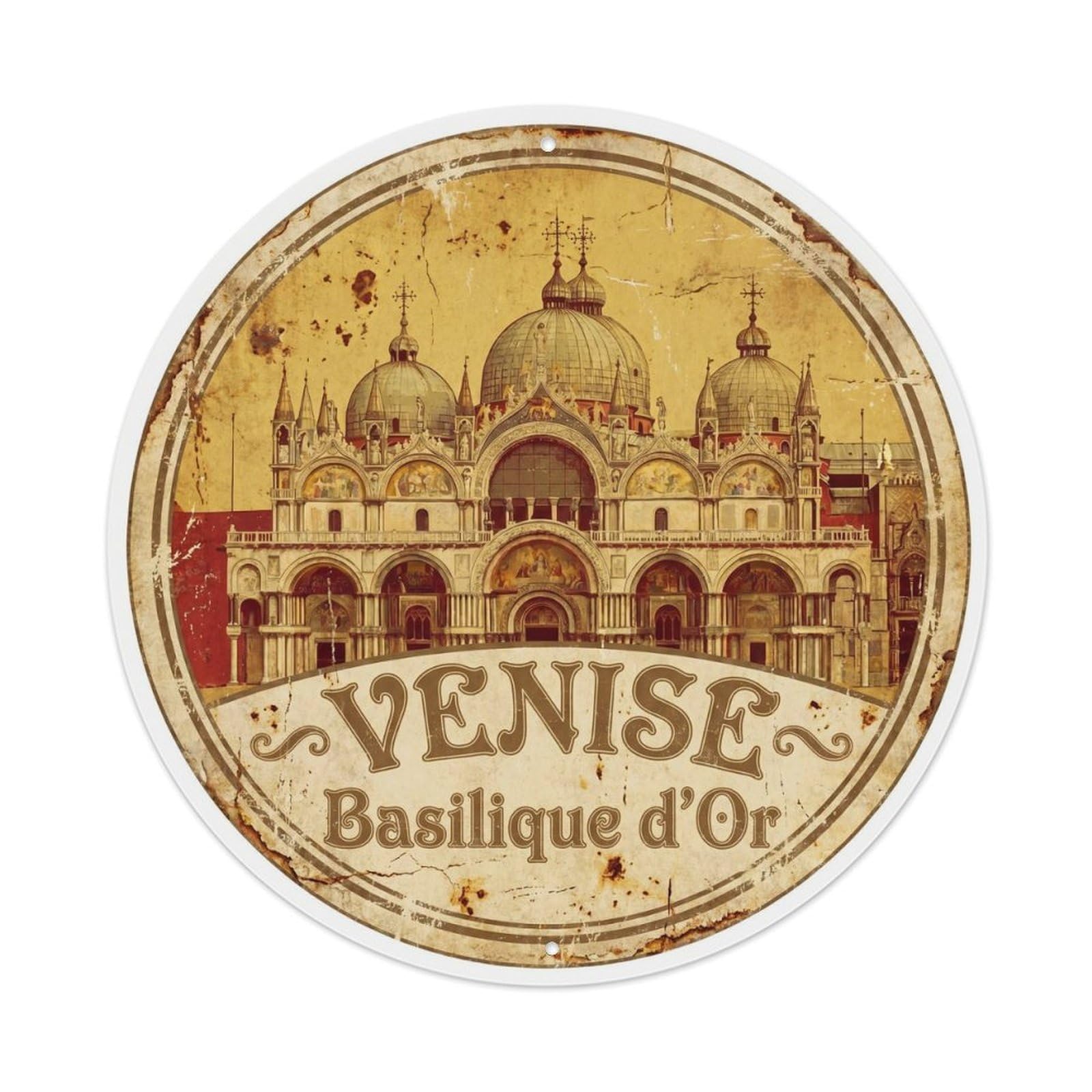 Fqnyr Style Vintage Travel San Marco Cathedral Venice Metal Tin Sign