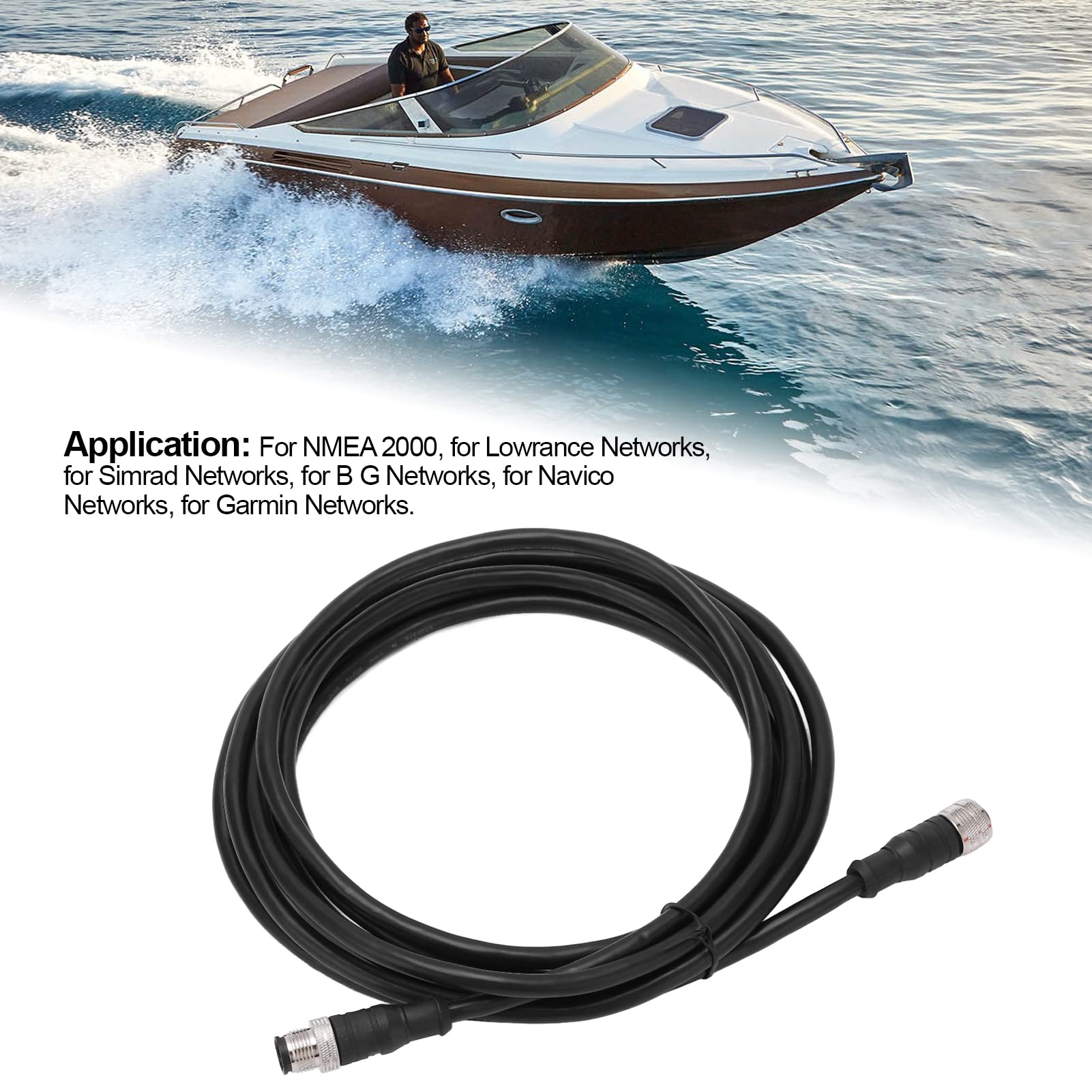 Qqmora NMEA 2000 Câble épine Dorsal Professionnel de Grade 5 Broches IP67 Imperméable 3 Mètres 9,8 Pieds Longueur pour les Réseaux Marins Simrad Lowrance