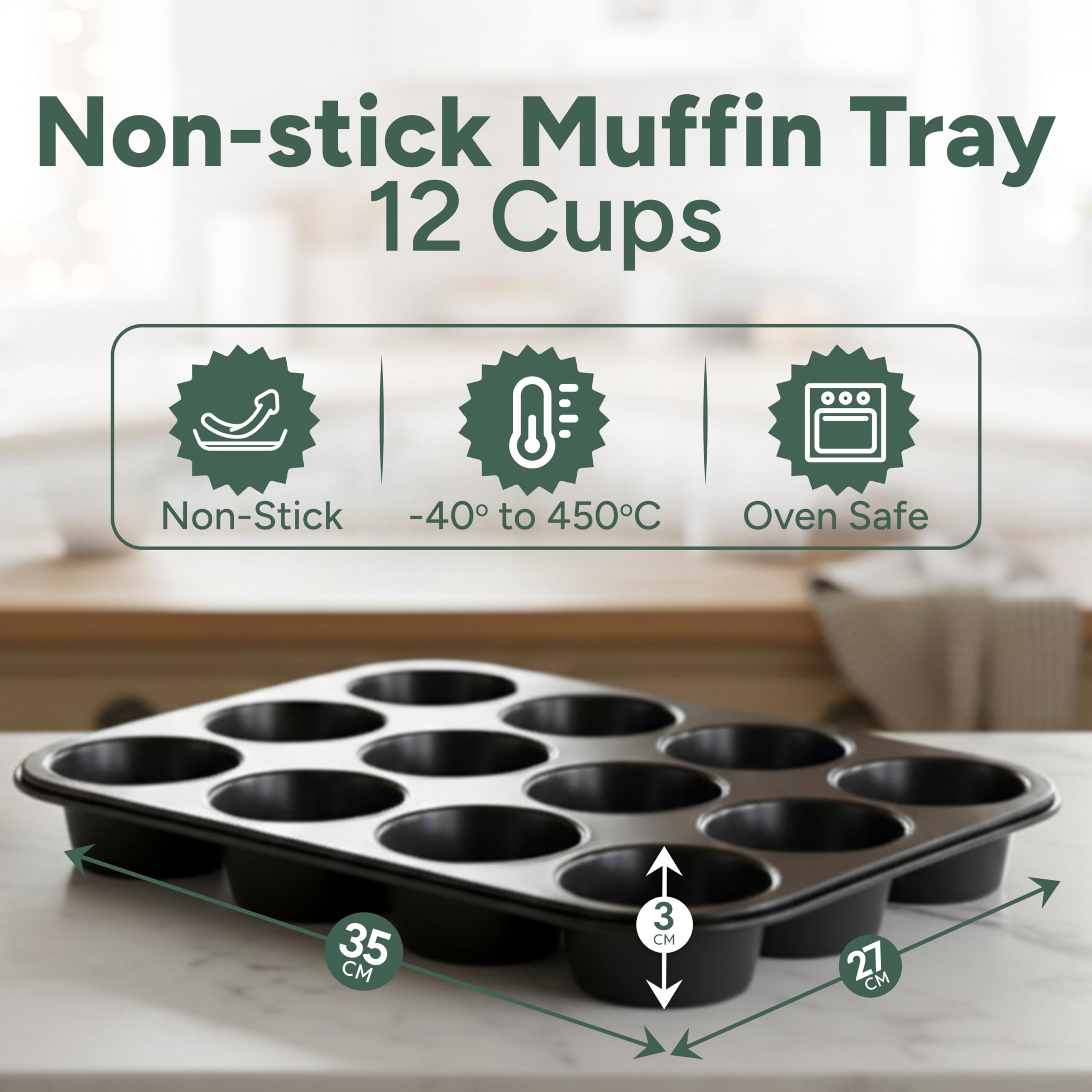 Zuvo Nieprzywierająca 12 miseczek foremka do muffinek, czarna