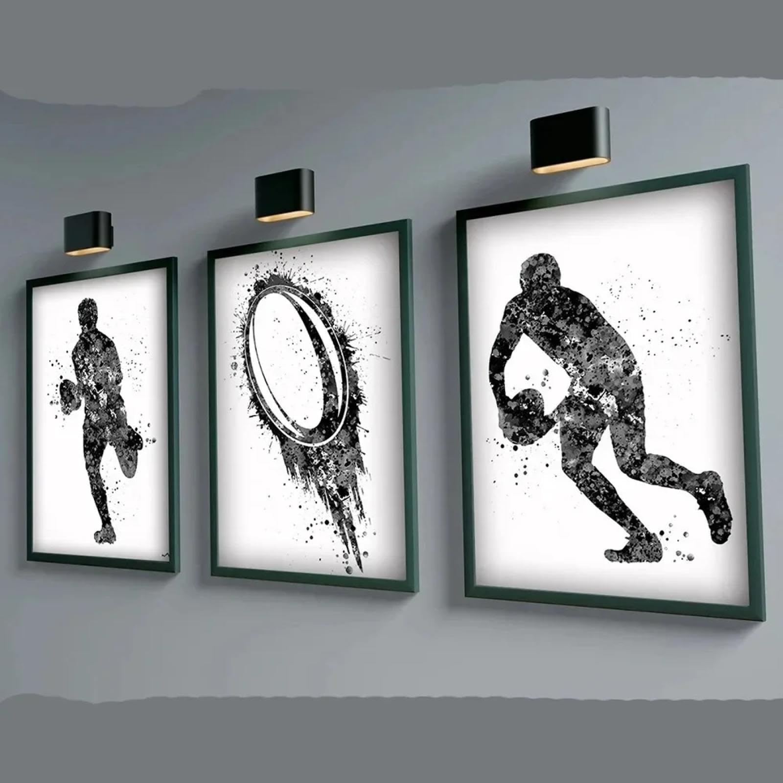 MAIMANG Cuadro de lienzo de fútbol con arte de pared abstracto clásico para niños, póster impreso en HD, decoración para el hogar, sala de estar, dormitorio, 40 x 60 cm x 3, sin marco