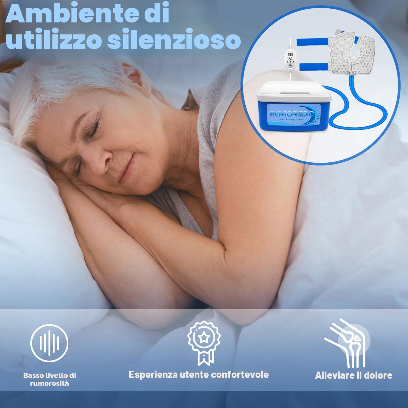 Inmoredo Macchina per terapia del freddo per sostituzione del ginocchio con timer programmabile, sistema di sollievo dal dolore per crioterapia per lesioni sportive, dolori articolari al ginocchio