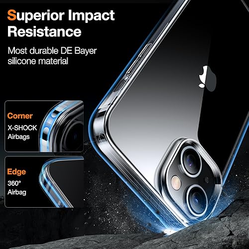 Miniatura 78 de TORRAS - Funda a prueba de golpes para iPhone 14 (contra caídas de grado militar de 10 pies), elegante, parte trasera translúcida y borde suave