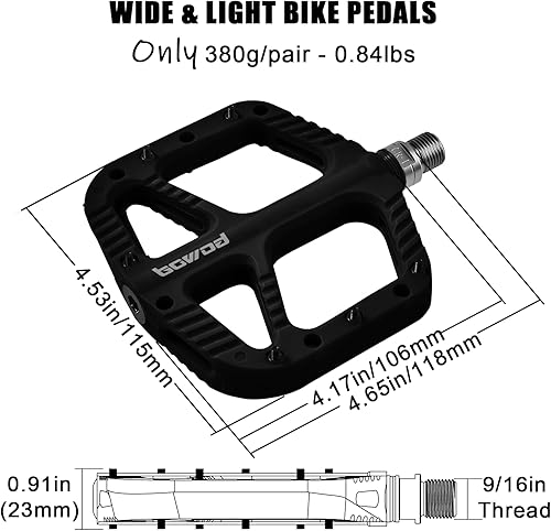 Miniatura 2 de BOWOD Pedales de bicicleta de montaña, pedales MTB con plataforma de pedal compuesto de nailon de luz ancha, pedales de bicicleta antideslizantes