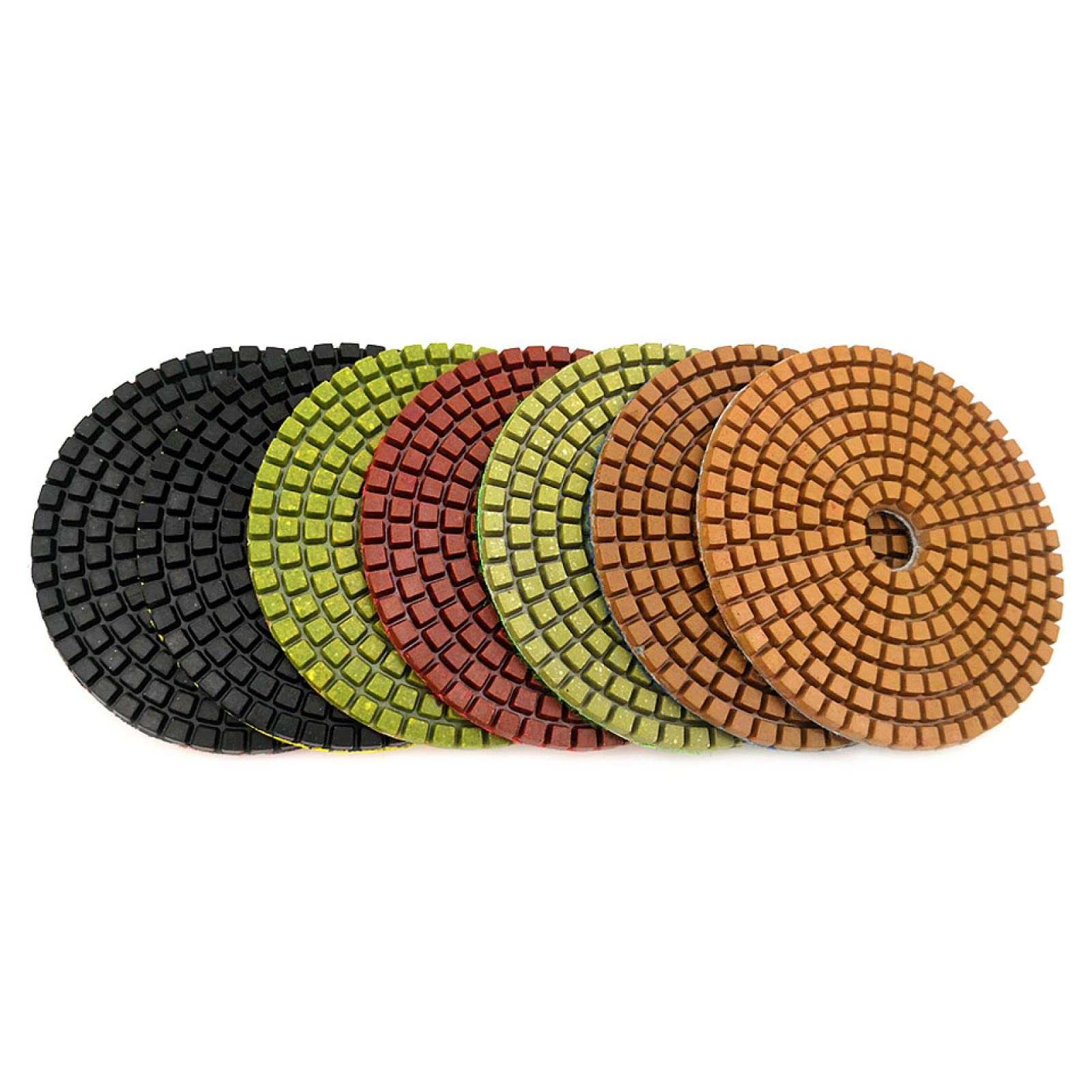 Almohadillas pulidoras de diamante, Juego de 7 almohadillas for pulir hormigón con diamante de 4 pulgadas, 100 mm, herramientas de pulido de suelos de resina, discos de pulido de piedra for pulido en