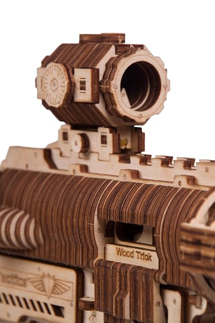 Foto 8 de 8 de Wood Trick Assault Gun AR-T Kit de modelo para adultos para construir, con culata telescópica, fusible, mira…