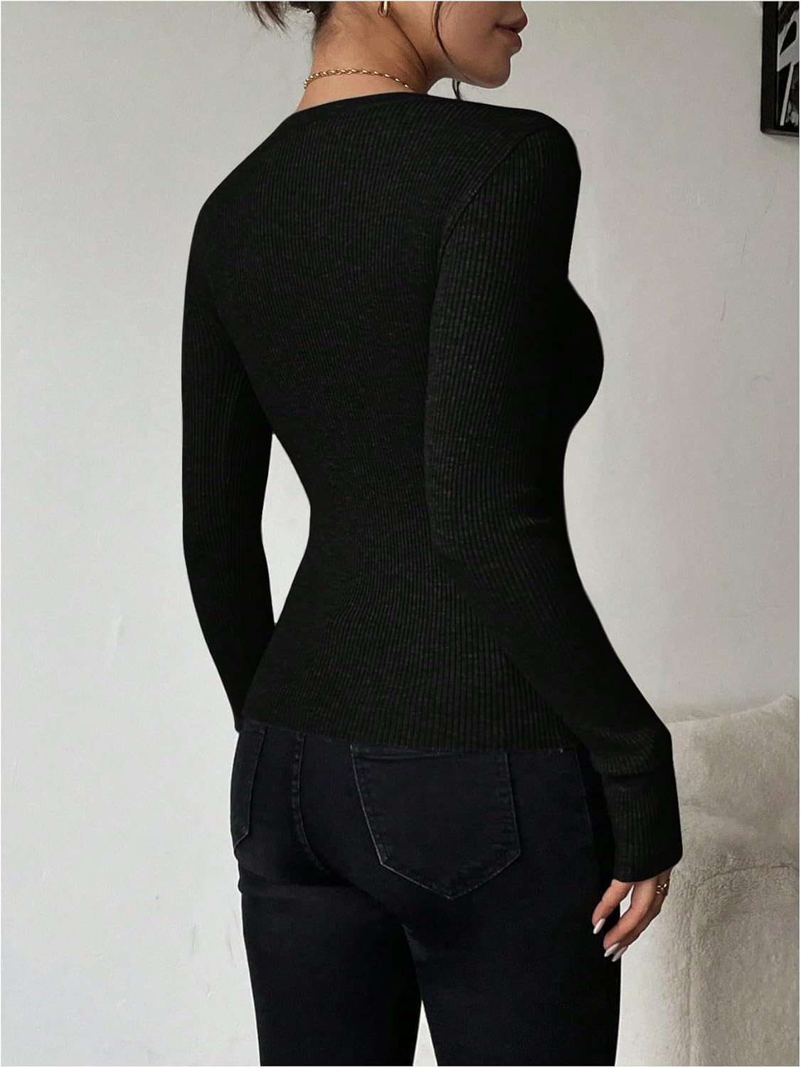 SOLY HUX Women's Long Sleeve Twist Cutout Sweater Slim Fitted Elegant Knit Tops Pullover - Image 3