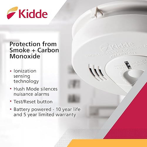 Miniatura 7 de Kidde Detector de humo, alarma de humo cableada, paquete de 4, detector de humo blanco y monóxido de carbono con alertas de voz, funciona con pilas,