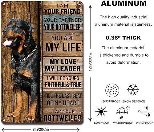 Miniatura 5 de Lygond Letrero de metal con texto en inglés "I Am Your Friend", regalo para amantes de los perros y amantes de los perros de Rottweiler, impresiones