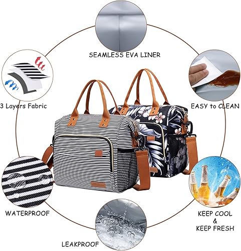 Miniatura 2 de TuErCao Lonchera aislada para mujeres, bolsas de almuerzo para mujer, bolsa de almuerzo reutilizable para adultos, bolsa de mano