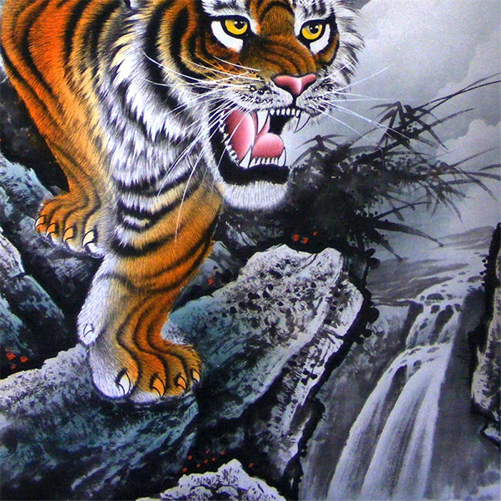 Rollbild, buddhistisches Thangka-Gemälde, Thangka-Brokat, König des Waldes, Tiger-Gemälde, Wohnzimmer-Gemälde und Kalligrafie-Bürodekoration, Seiden-Rollbild-1 (Color : 3) ( Color : 1 ) ( Color : 3 )