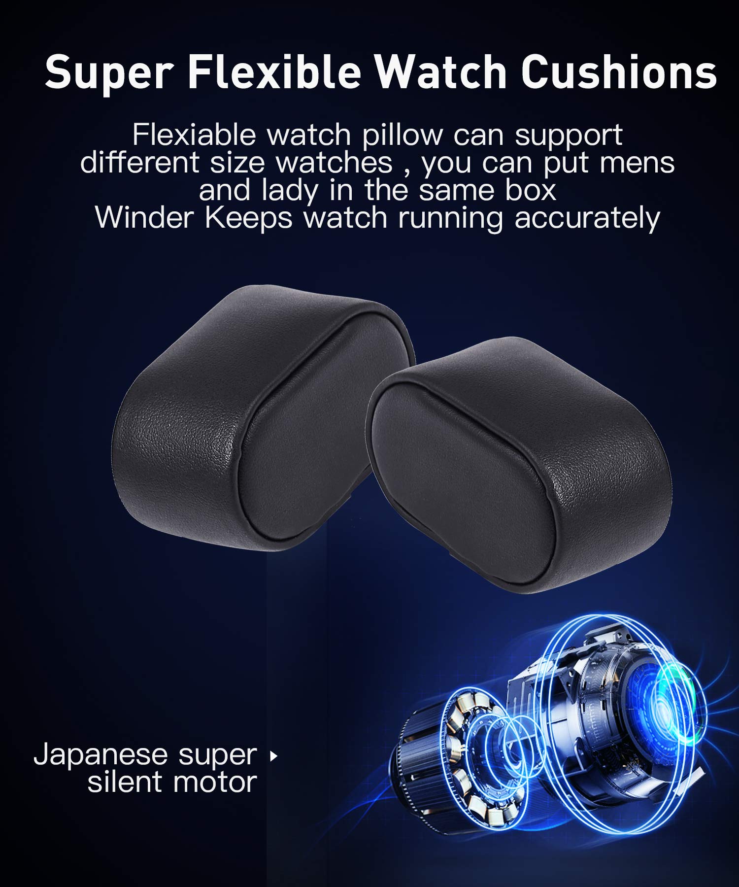 Siremig Automatic Watch Winder, Watch Winder Box for 4 Watches, with