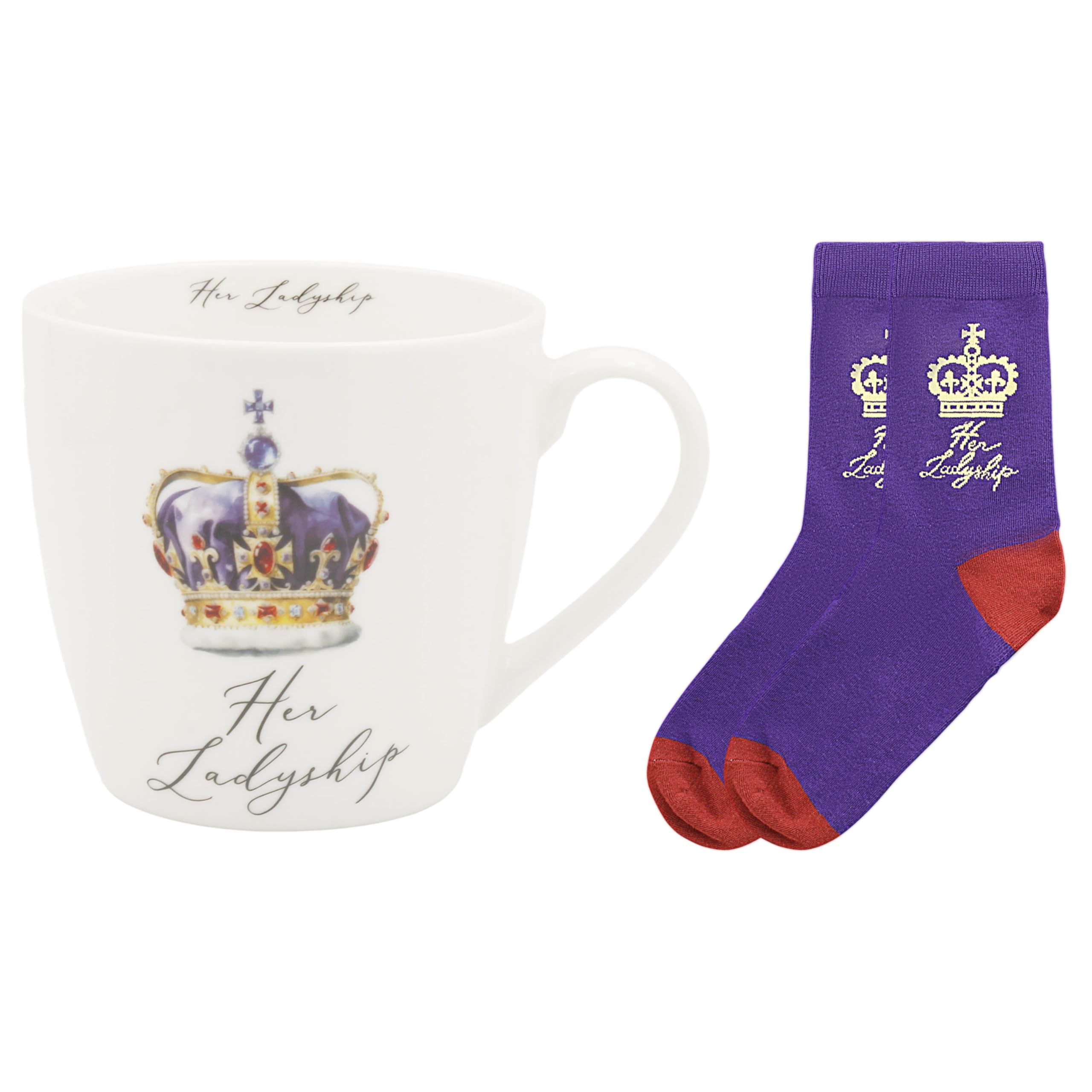 L & P Home & Gifts Women's Her Ladyship Lesser & Pavey His N Hers Mug & Sock Gift Set 480Ml For Coffee Tea And Hot Drinks | Reusable Fine China Tea & Coffee Mugs For Daily Use | Special Occation & Birthday Gifts For & Men