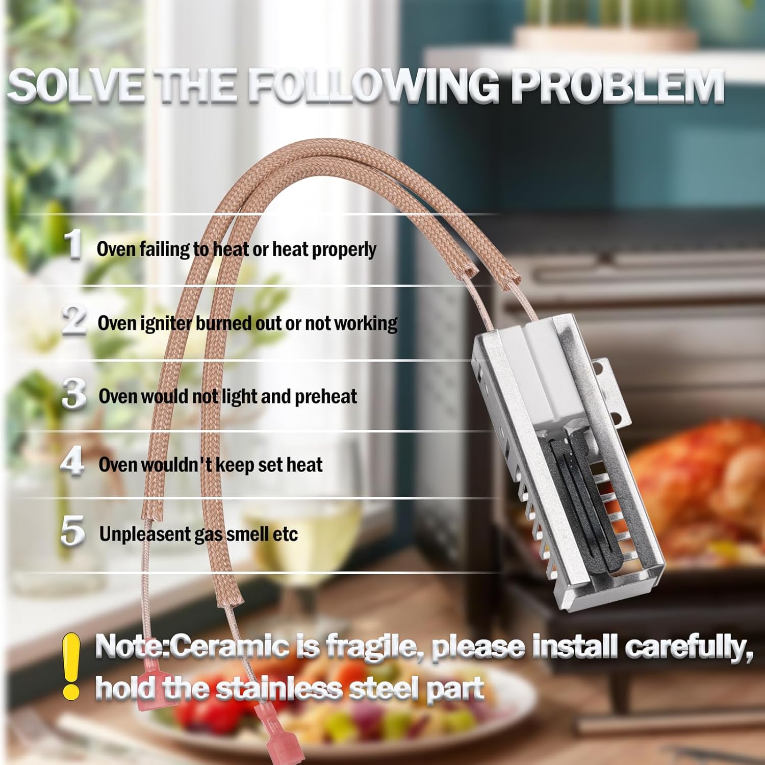 2026 New Upgraded WP9782065 Range Oven Burner Igniter Fit for Whirlpool KitchenAid Oven WP9782065 Gas Range Oven Ignitor Replaces 9751784 9753108 9782065 WP9753108