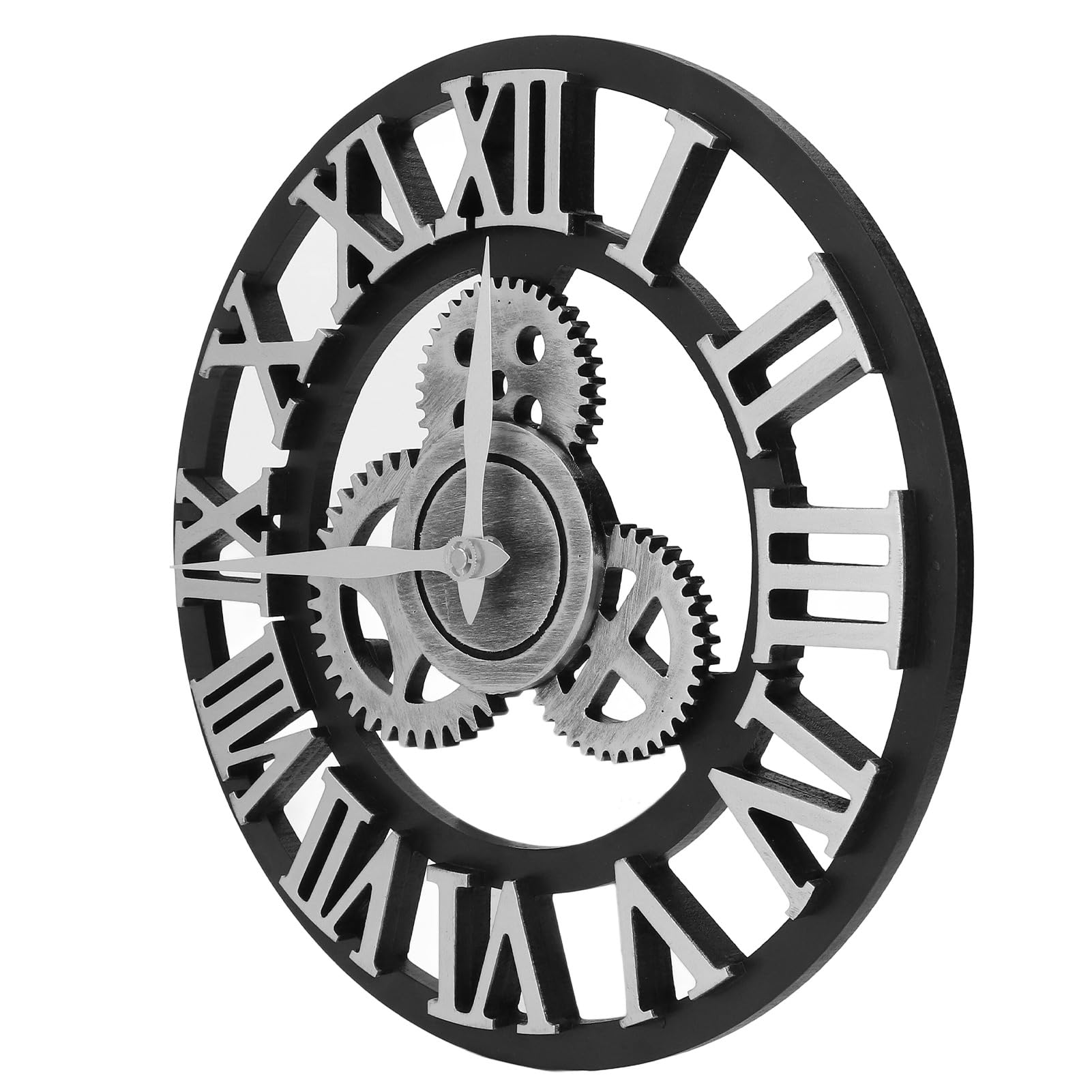 Horloge murale industrielle en bois pour salon vintage chic 34cm