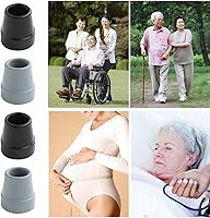 Vista 5 de Paquete de 4 puntas de bastón cuádruple de 1/2 pulgada de alta resistencia, puntas de goma de repuesto de metal resistente para arandela de metal