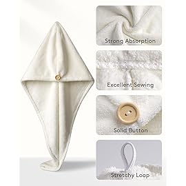 YFONG 3 Pack Microfiber Hair Towel Wrap for Women Girls, Super Absorbent Turban Towels for Drying Wet Hair, Anti Frizz Head Towels for Curly All Hair Style, Turbie Twist (Blue, Pink, White)