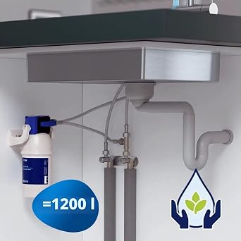 AORA Under-sink water filter system with 1-way tap compatible with Brita filter P1000 and filter head reduces limescale and improves taste Sofia brushed stainless steel without digiflow