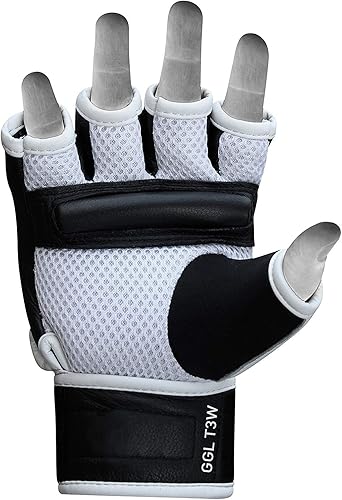 Miniatura 6 de RDX MMA guantes mitones para artes marciales de piel vacuna para saco de boxeo enfrentamiento en jaula combate entrenamiento M