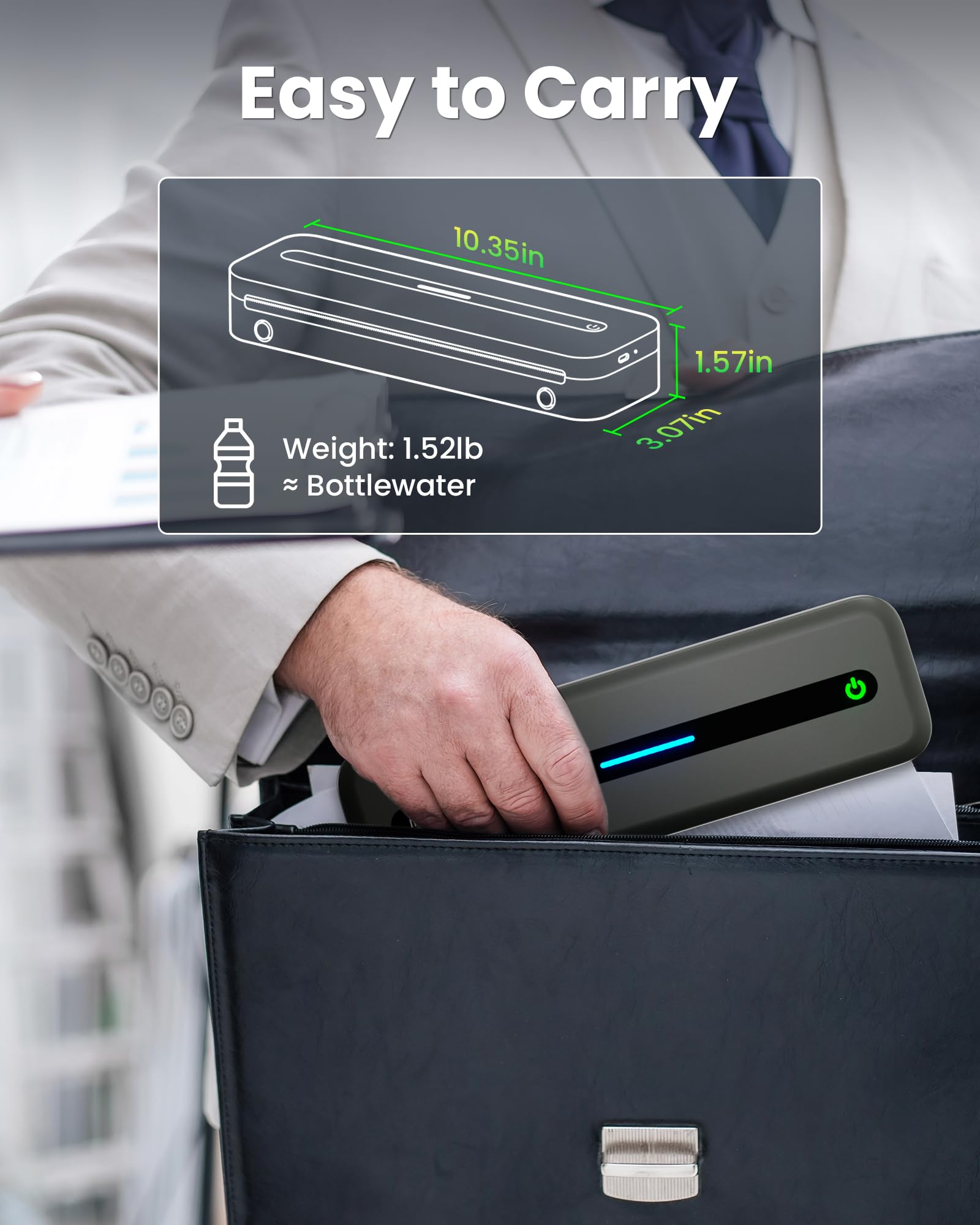 Itari M832 Mobile Printer Kit, 304dpi Thermodrucker A4, kompakter Bluetooth-Drucker, Monochromer Thermal Printer, für Android/iOS/Win/Mac, mit 4 Rollen Thermorollenpapier