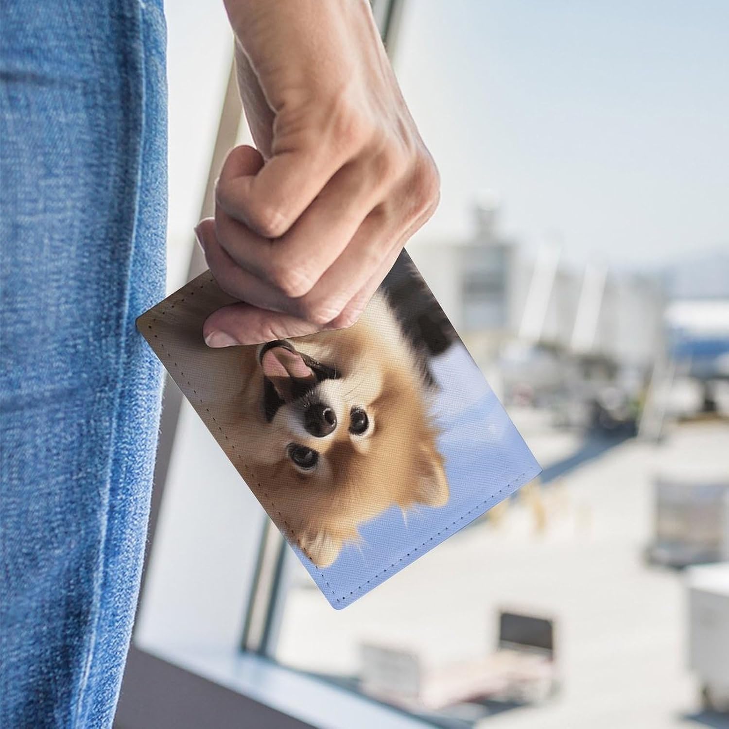 Happy Pomeranian Passport Holder for Adult Leather Passport Cover Portable Passport Wallet Fashion Travel Document Organizer Exquisite Passport Protector Credit Card Holder image 3